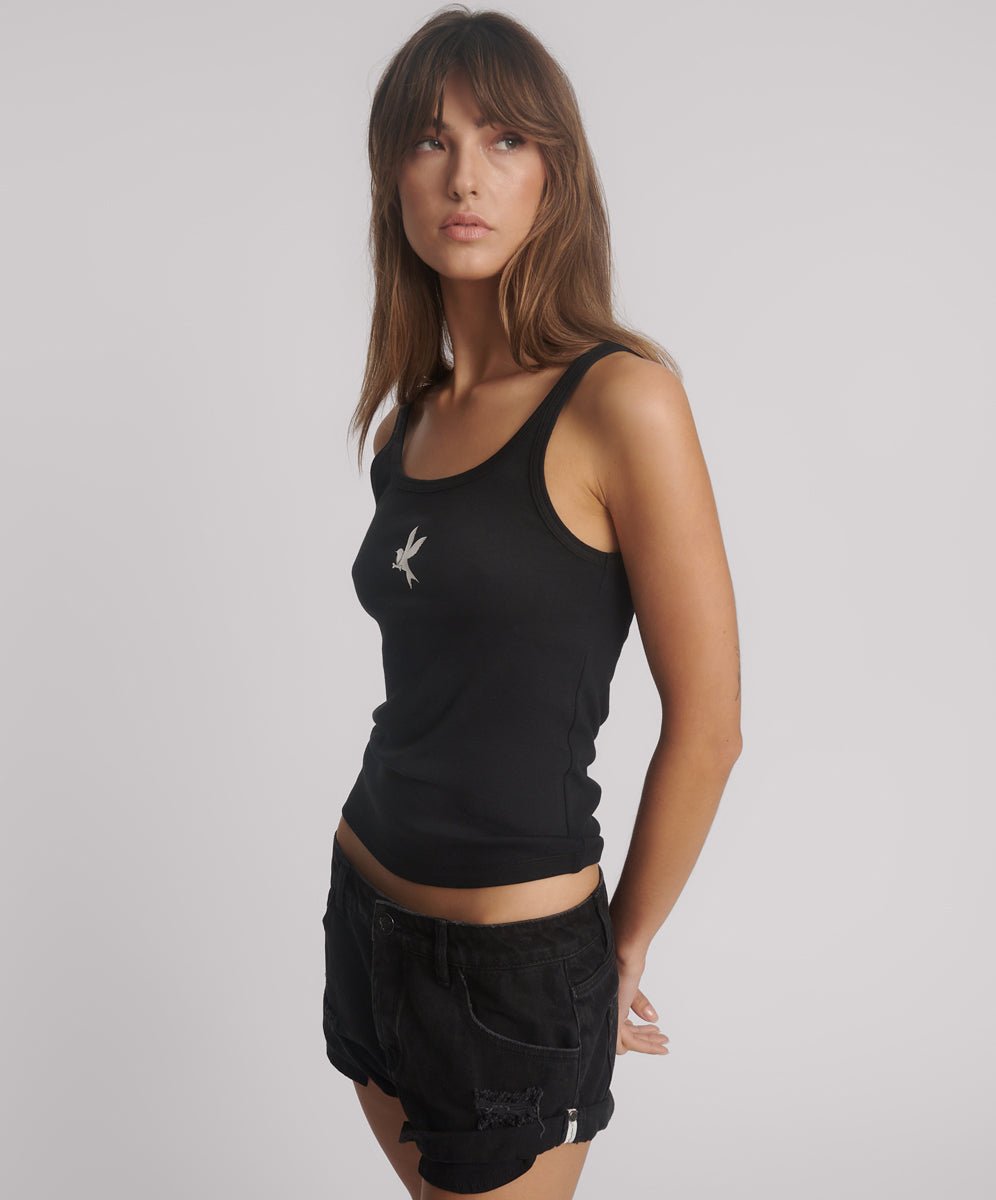 Black Fine Rib Singlet - Chillis & More NZ