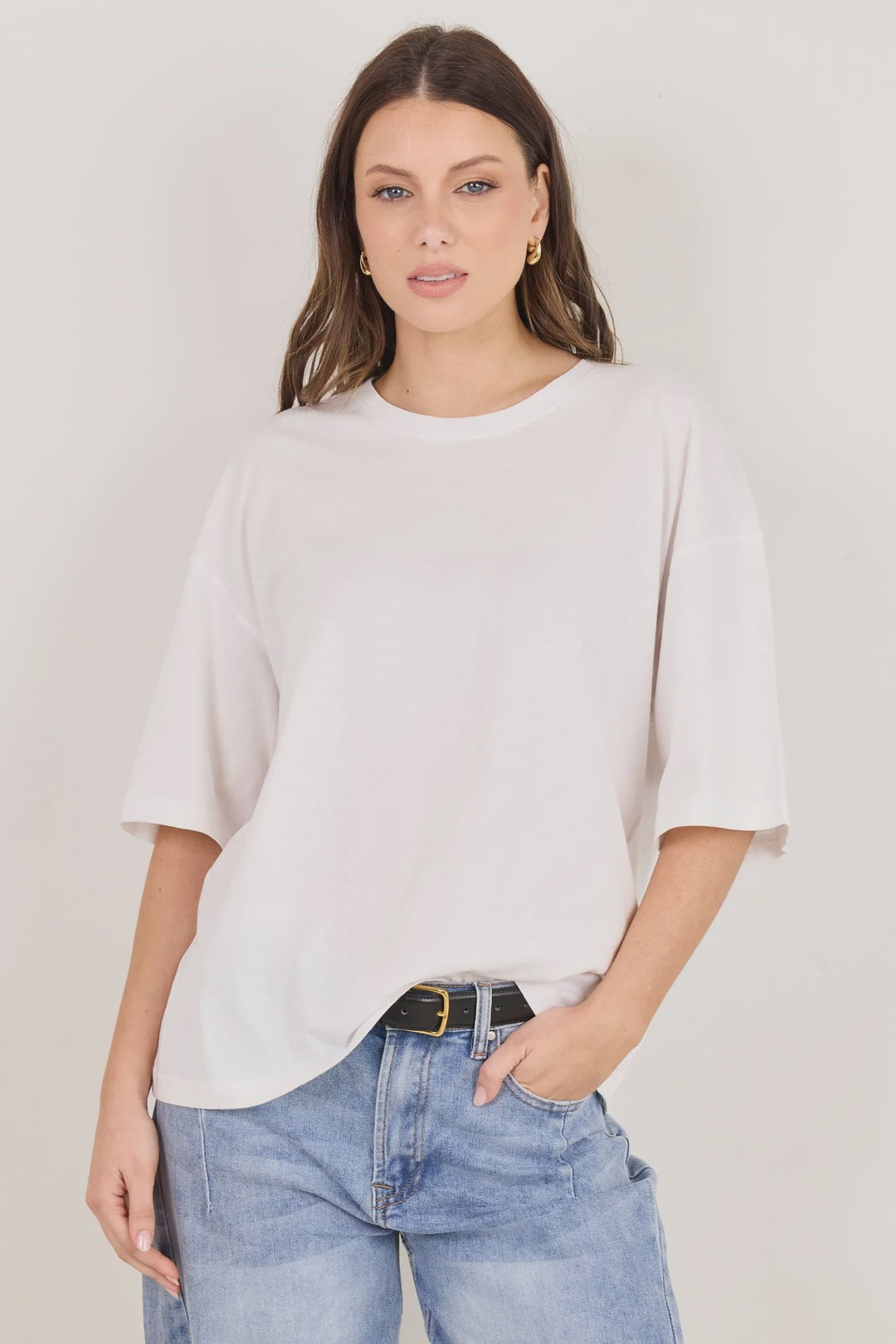 Boyfriend White Oversized Tee - Chillis & More NZ