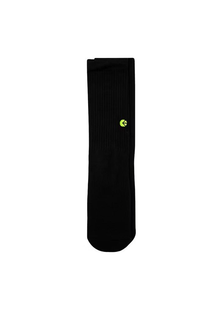 Boys Black Crew Sock - Flo Green Logo - Chillis & More NZ