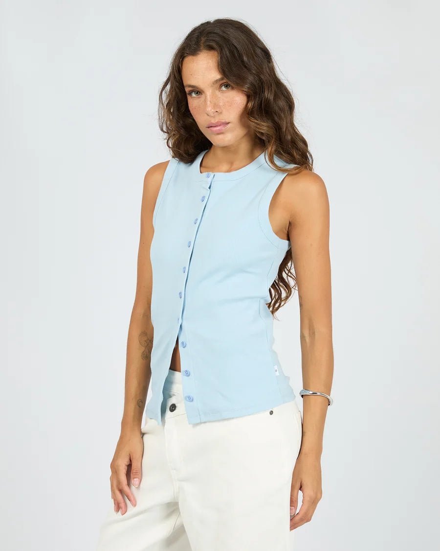 Button Up Tank - Light Blue - Chillis & More NZ