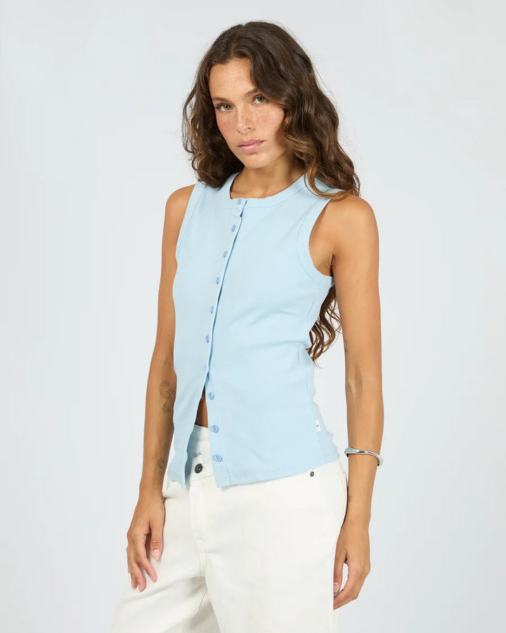 Button Up Tank - Light Blue - Chillis & More NZ