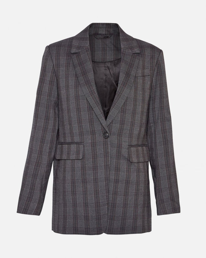 Calile Loose Blazer CHK - Dark Grey - Chillis & More NZ