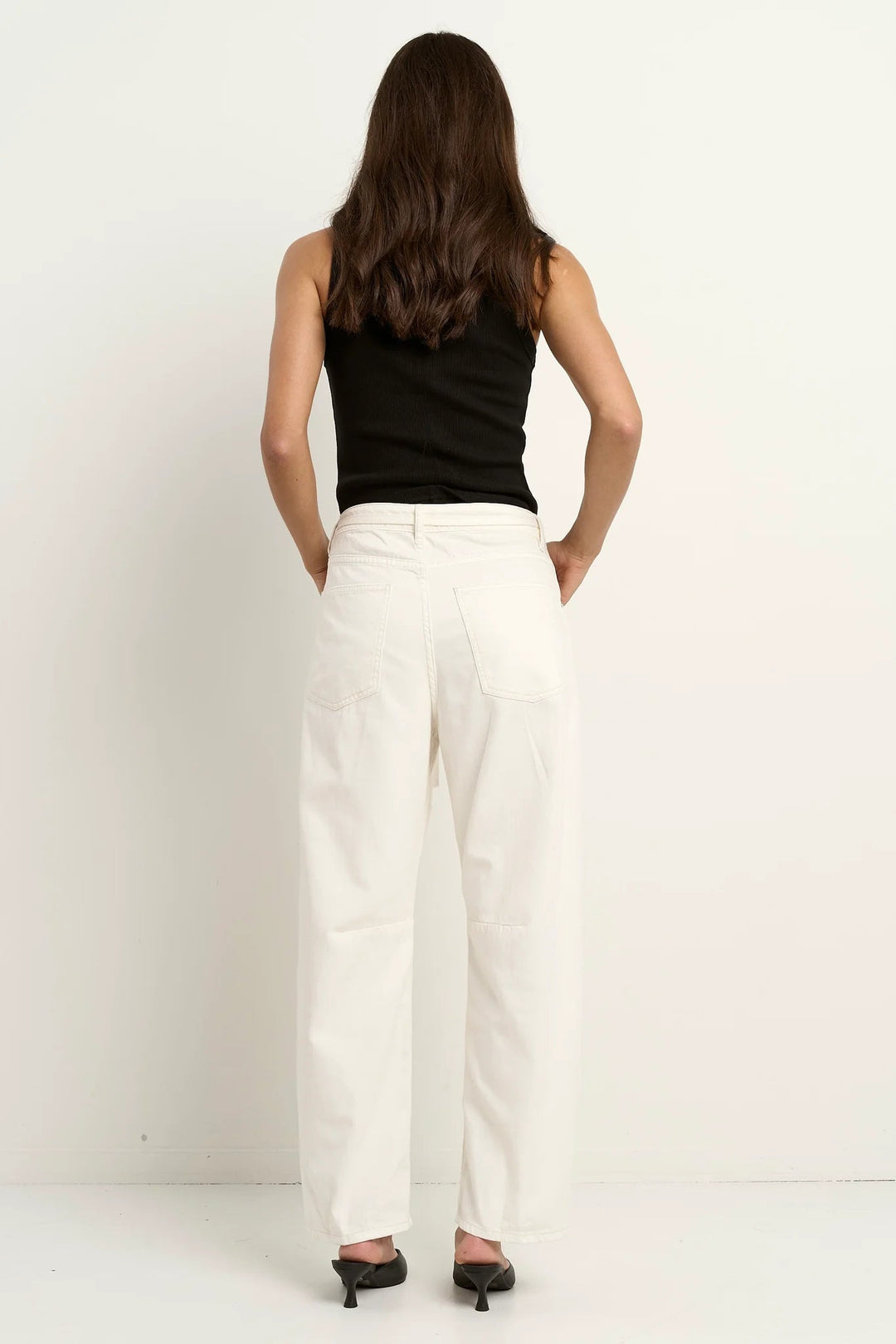 Campus Ecru Tie Waist Barrel Jeans - Ecru - Chillis & More NZ