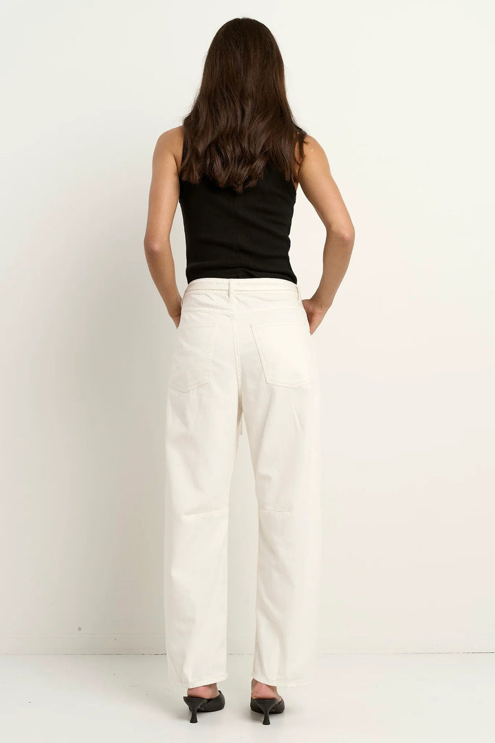 Campus Ecru Tie Waist Barrel Jeans - Ecru - Chillis & More NZ