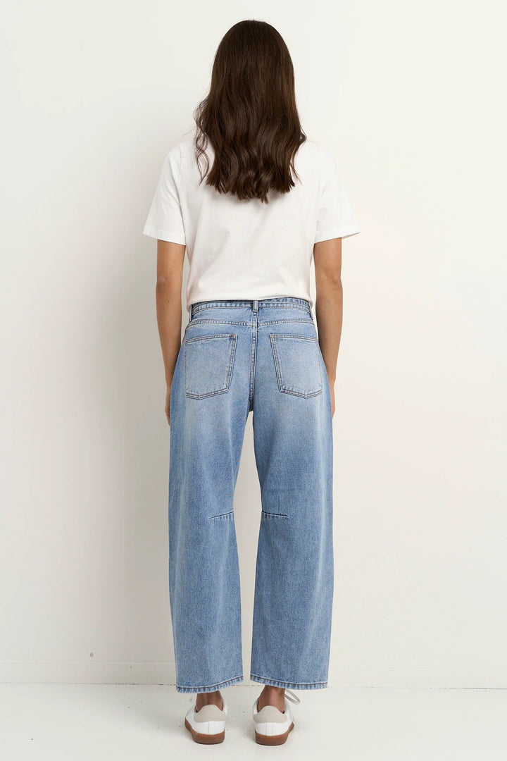 Campus Light Blue Tie Waist Barrel Jeans - Light Blue - Chillis &amp; More NZ