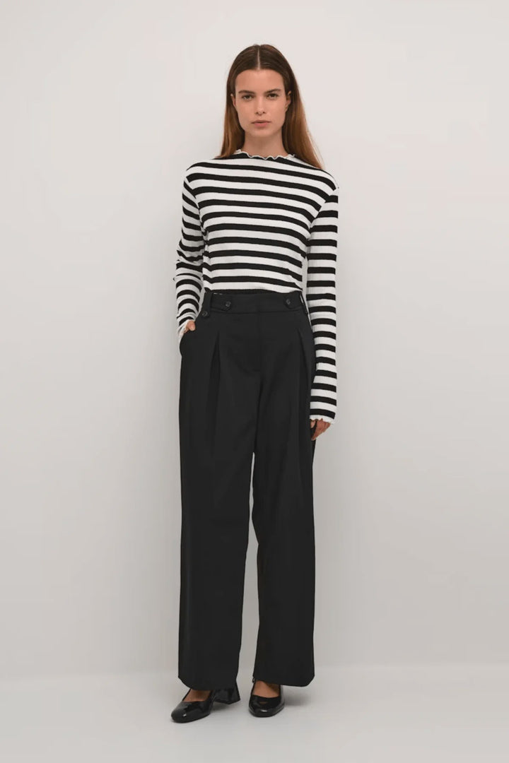 Candace Big Stripe LS Top - Egret/Meteorite - Chillis & More NZ