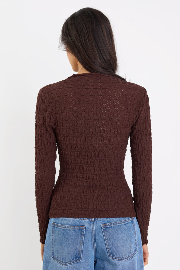 Captive Chocolate Lace Long Knit Long Sleeve Top - Chillis & More NZ