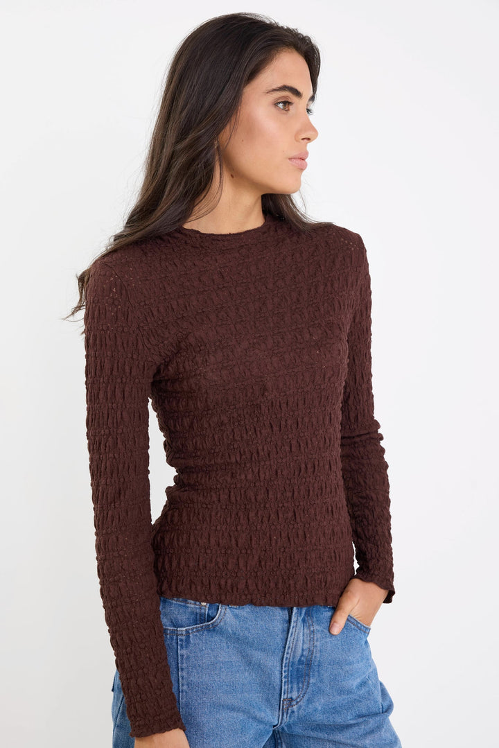 Captive Chocolate Lace Long Knit Long Sleeve Top - Chillis & More NZ