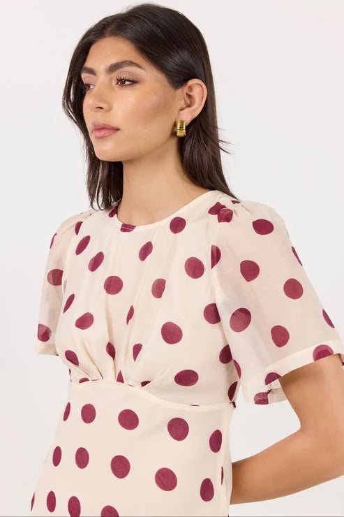 Centrestage Polka Dot Twist Front SS Maxi Dress - Chillis & More NZ