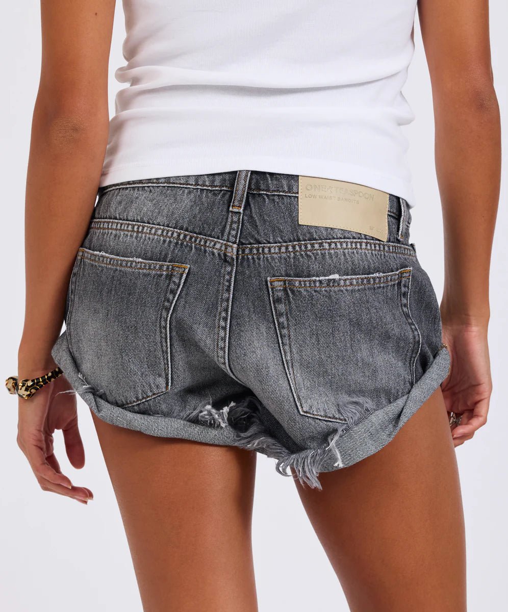 Charcoal Bandits Low Waist Denim Short - Chillis & More NZ