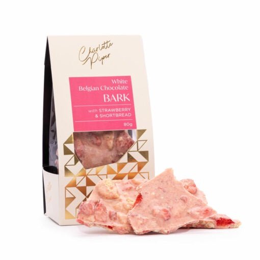 Chocolate Bark – White Chocolate with Strawberry & Shortbread - Chillis & More NZ
