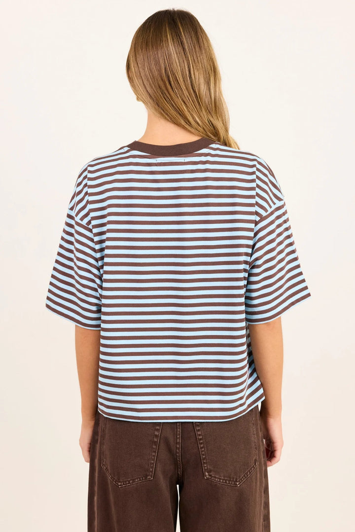 Cohesion Ice Blue Chocolate Stripe Oversized Tee - Chillis & More NZ