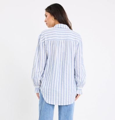Connection Drop Shoulder Shirt - Blue Stripe - Chillis & More NZ