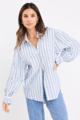 Connection Drop Shoulder Shirt - Blue Stripe - Chillis & More NZ