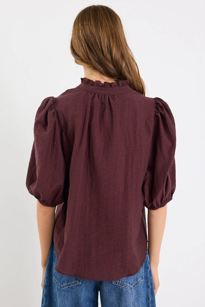 Continuance Chocolate Semi Sheer High Neck Top - Chillis & More NZ