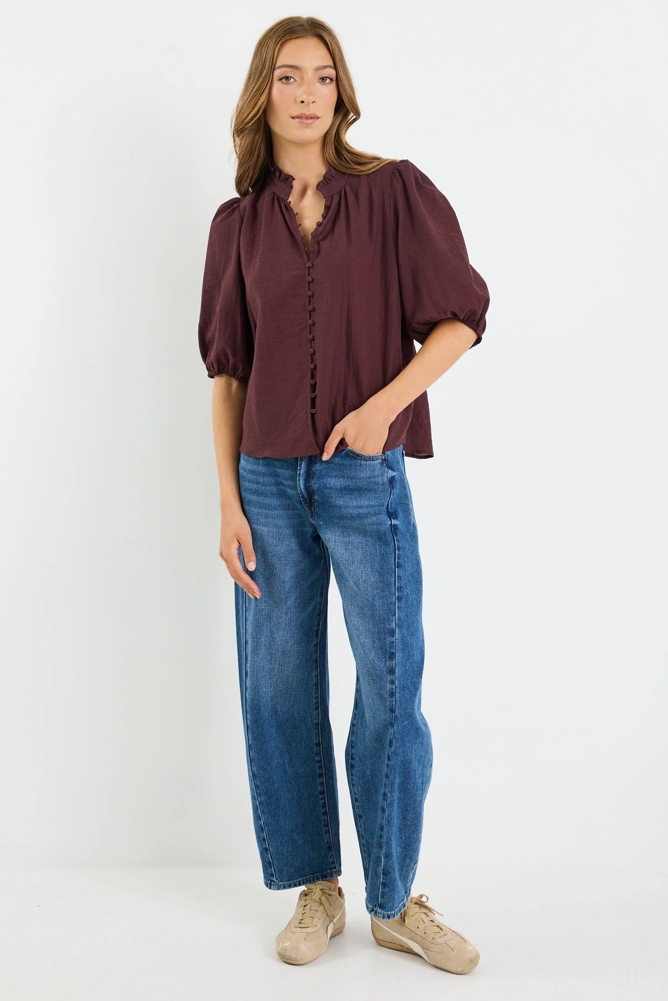 Continuance Chocolate Semi Sheer High Neck Top - Chillis & More NZ