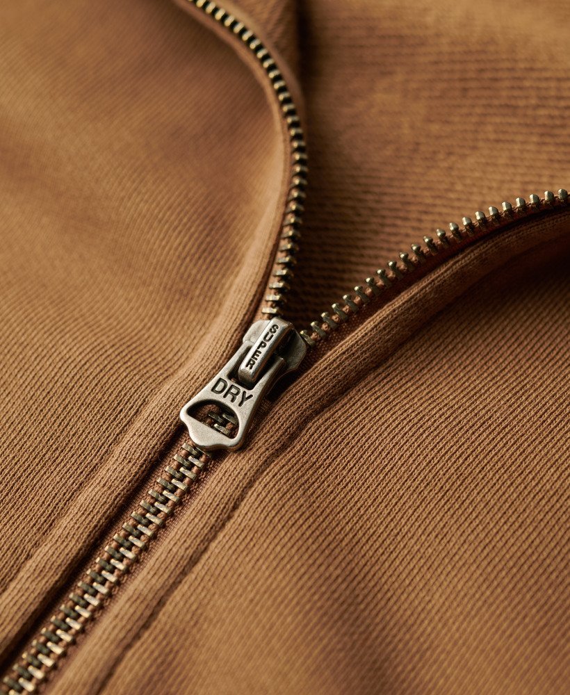 Contrast Stitch Relax Zip Hood - Brown - Chillis & More NZ