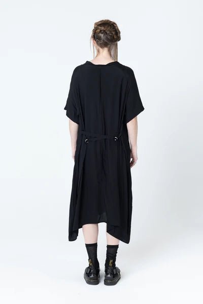Court Dress - Black Seersucker - Chillis & More NZ