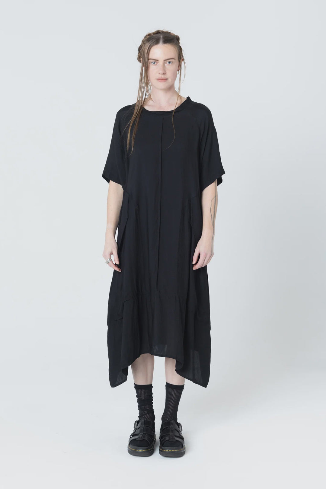 Court Dress - Black Seersucker - Chillis & More NZ