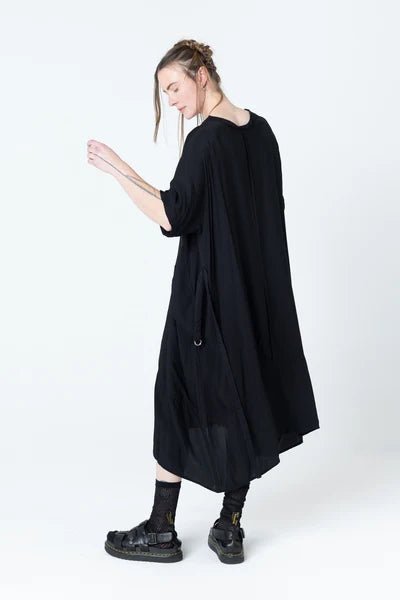 Court Dress - Black Seersucker - Chillis & More NZ