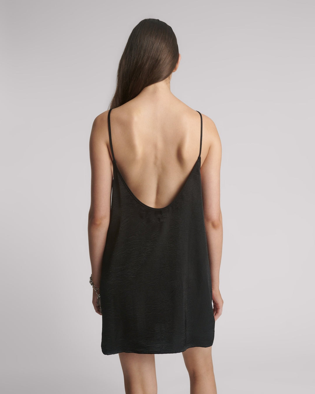 Courtney Zipped Up Satin Mini Slip Dress - Black - Chillis & More NZ