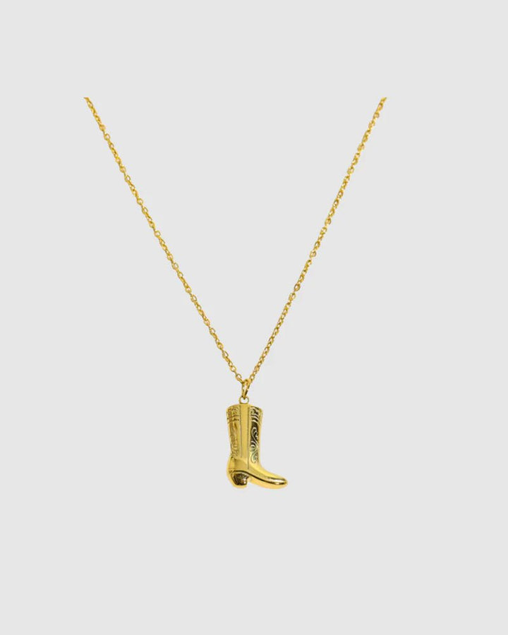 Cowboy Boot Necklace - Gold - Chillis & More NZ