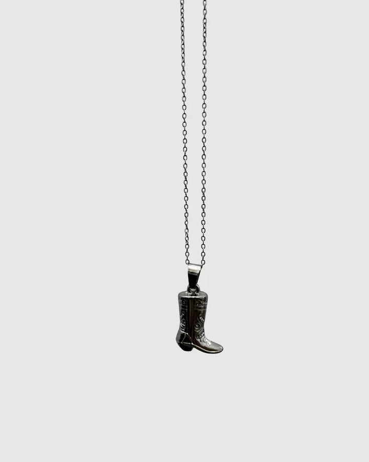 Cowboy Boot Necklace - Silver - Chillis & More NZ