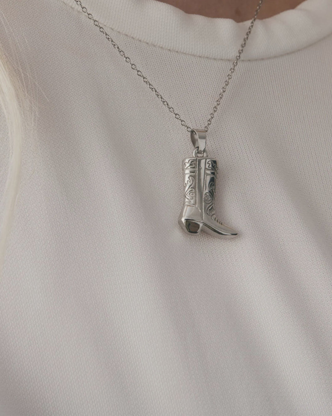 Cowboy Boot Necklace - Silver - Chillis & More NZ