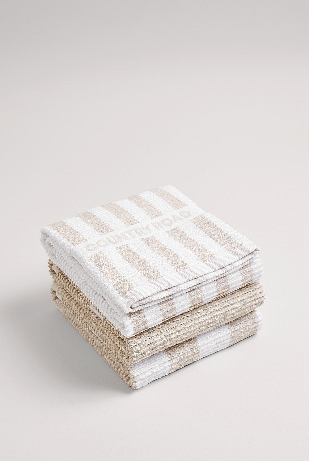 CR Stripe Australian Cotton Tea Towel Pack of 3 - Stone - Chillis & More NZ