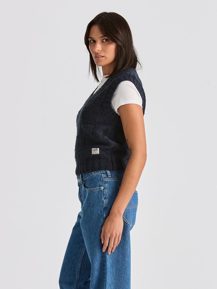 Crossroads Knit Vest - French Navy - Chillis & More NZ
