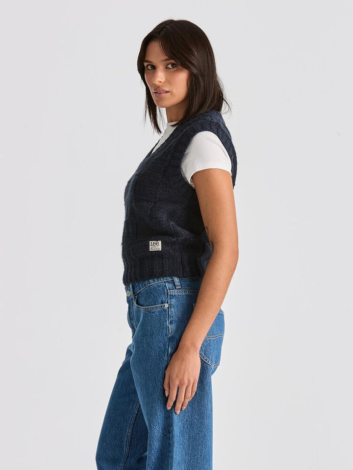 Crossroads Knit Vest - French Navy - Chillis & More NZ