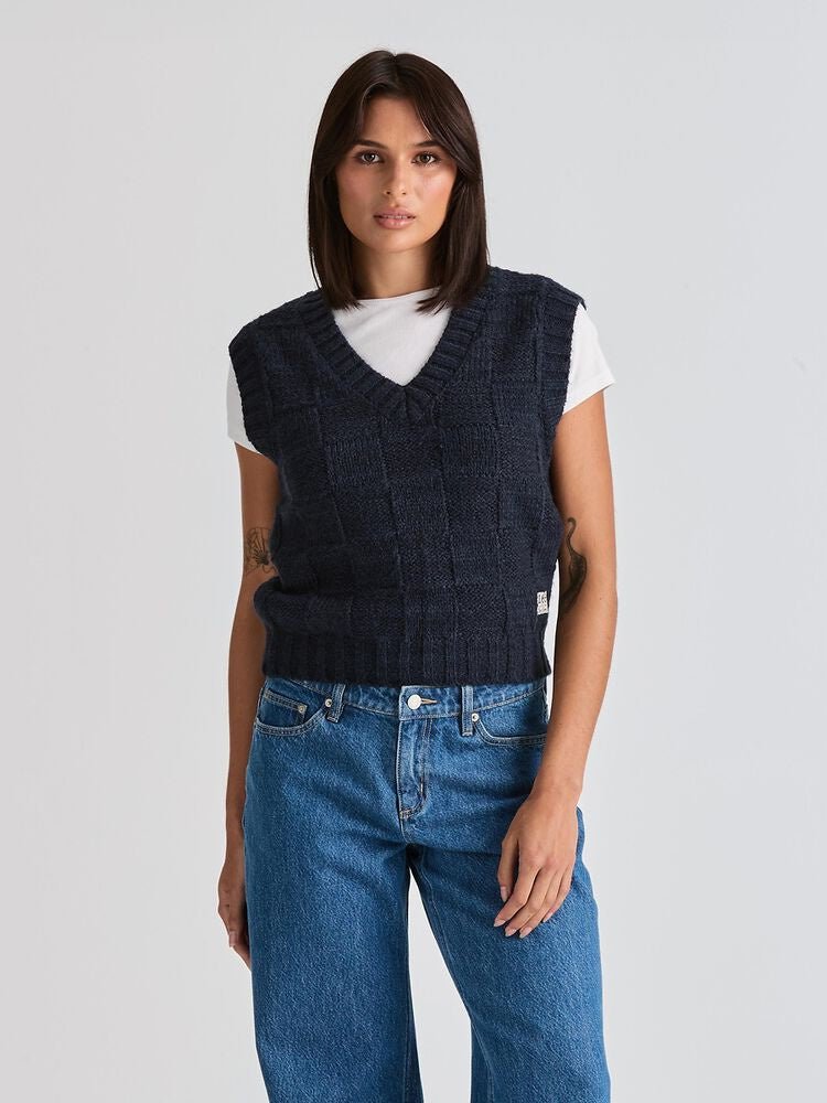 Crossroads Knit Vest - French Navy - Chillis & More NZ