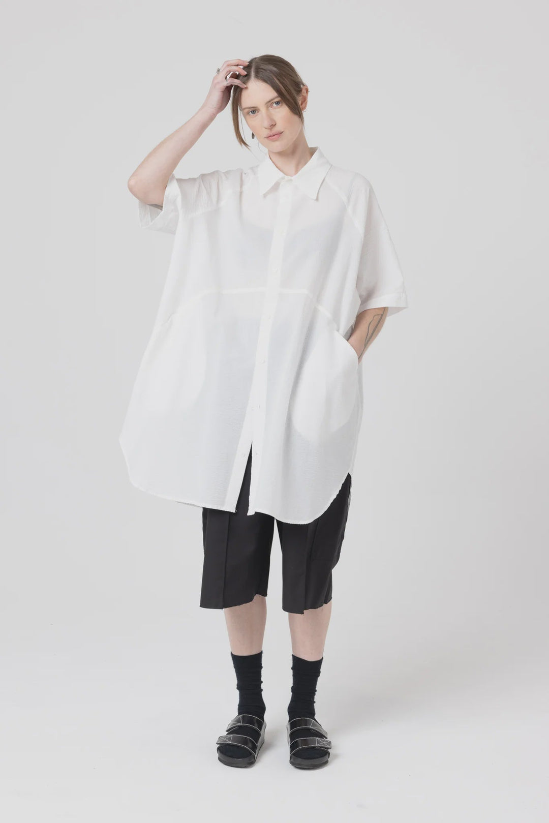 Curve Shirt Jacket - White - Chillis & More NZ