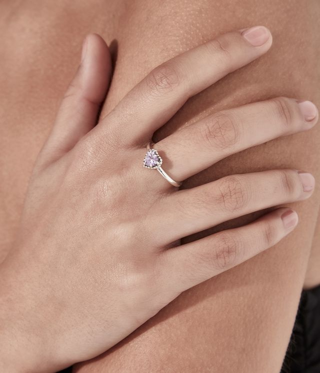 Dahlia's Heart Ring - Pink Amethyst - Chillis & More NZ
