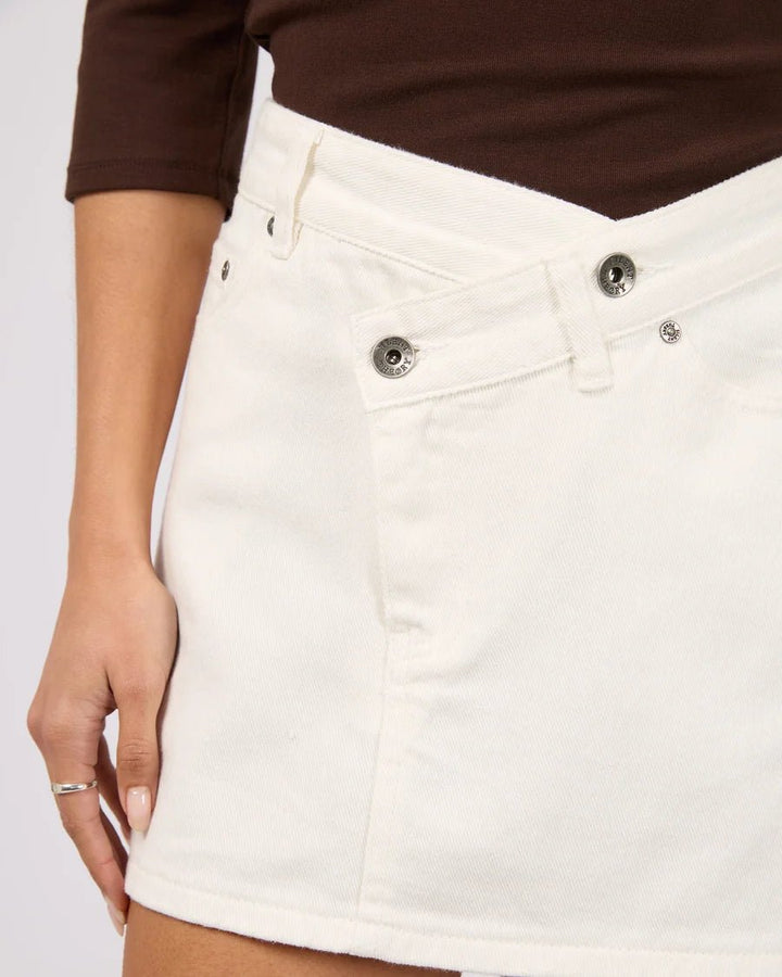 Darcy Wrap Around Mini Skirt - White - Chillis & More NZ