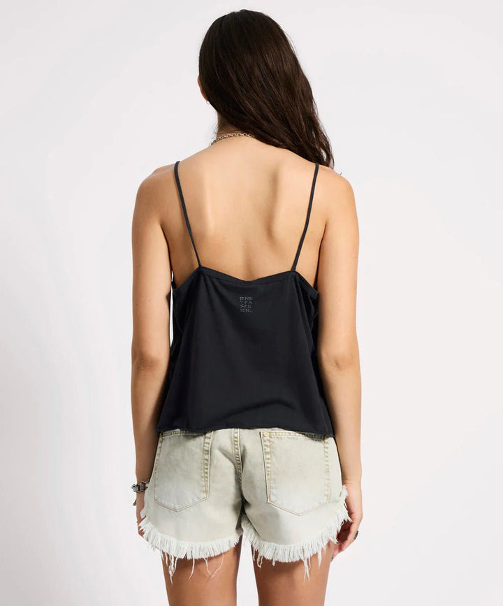 Deep V Front Black Singlet - Black - Chillis & More NZ