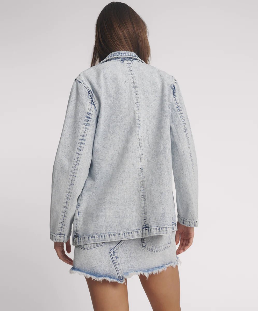 Denim Boyfriend Blazer - Bahama Blue - Chillis & More NZ