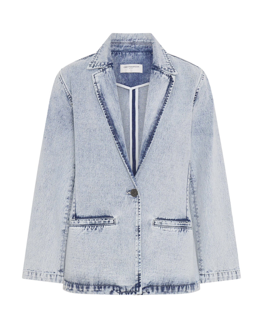 Denim Boyfriend Blazer - Bahama Blue - Chillis & More NZ