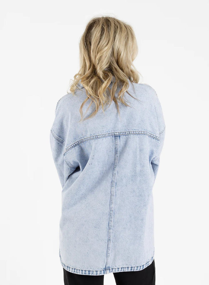 Denim Shacket - Washed Blue - Chillis & More NZ