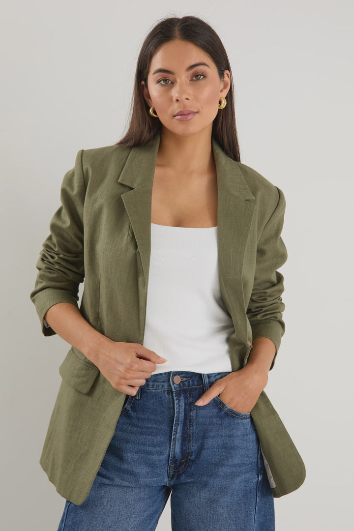 Dock Khaki Ramie Rolled Sleeve Blazer - Chillis & More NZ