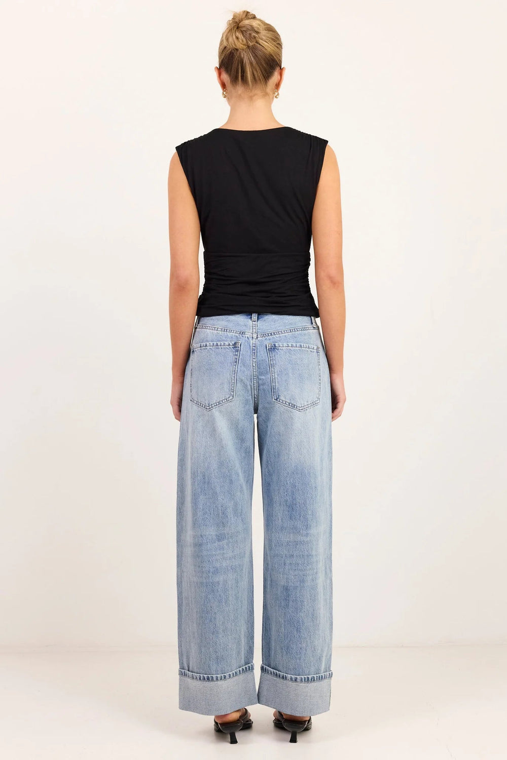 Emerge Washed Out Blue Turn Up Long Jeans - Washed Out Blue - Chillis & More NZ