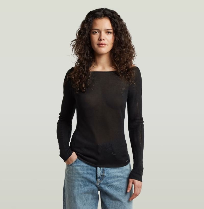 Engineered Sheer Slim Knit - DK Black - Chillis & More NZ