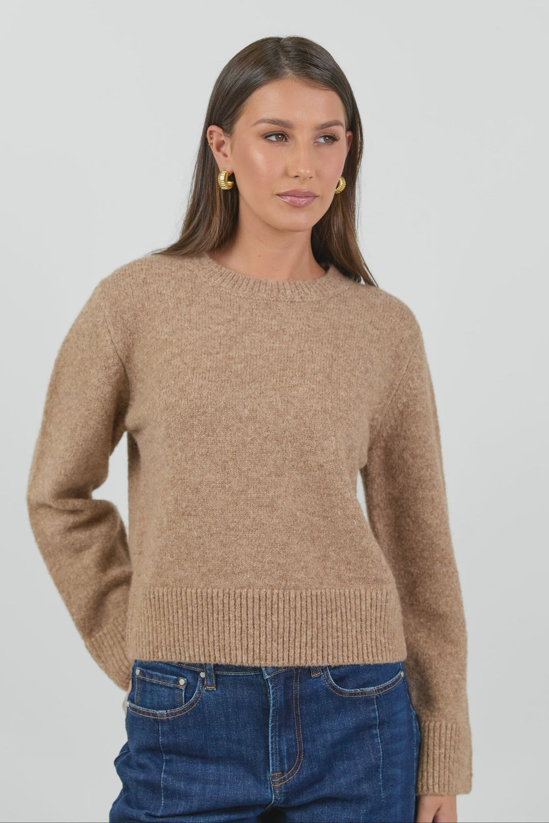 Enhance Biscuit LS Soft Knit Crewneck Jumper - Chillis & More NZ