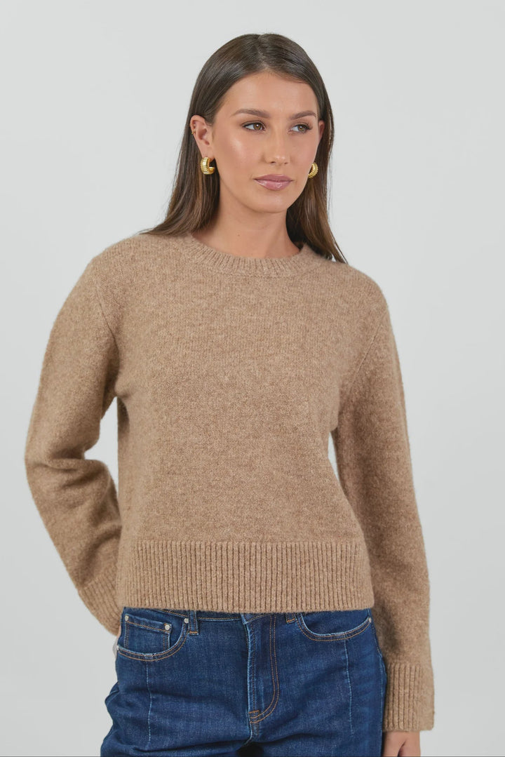 Enhance Biscuit LS Soft Knit Crewneck Jumper - Chillis & More NZ