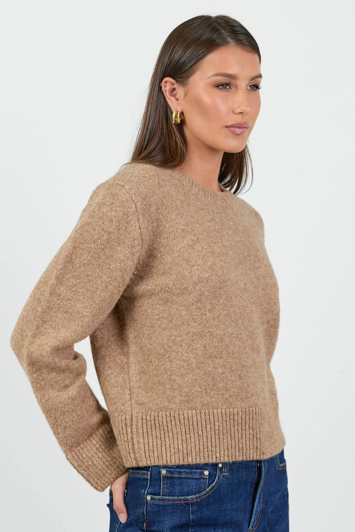 Enhance Biscuit LS Soft Knit Crewneck Jumper - Chillis & More NZ