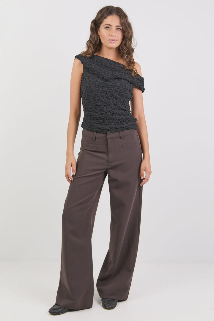 Fierce Chocolate Low Rise Stretch Wide Pants - Chillis &amp; More NZ