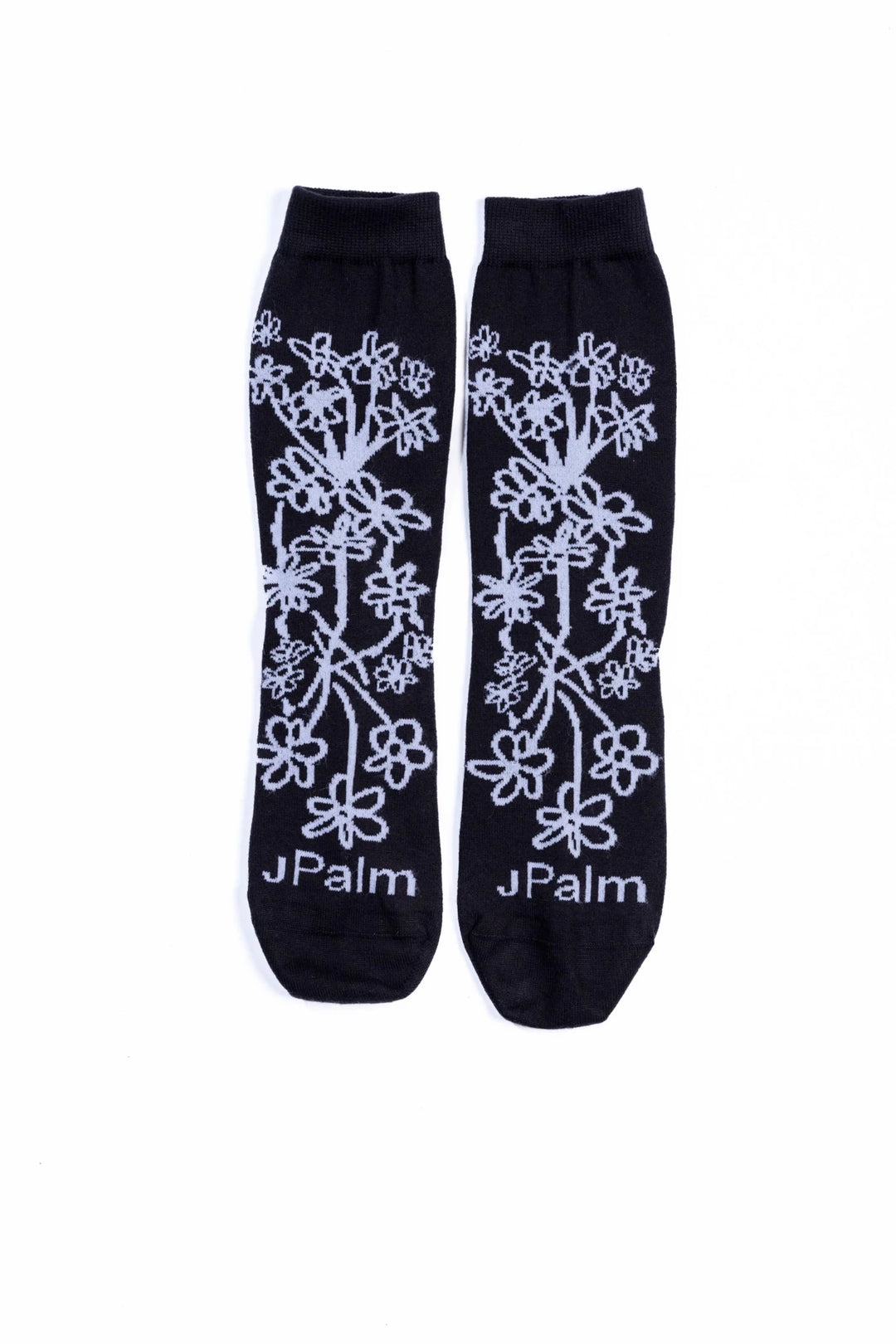 Floral Crew Sock - Black/White - Chillis & More NZ
