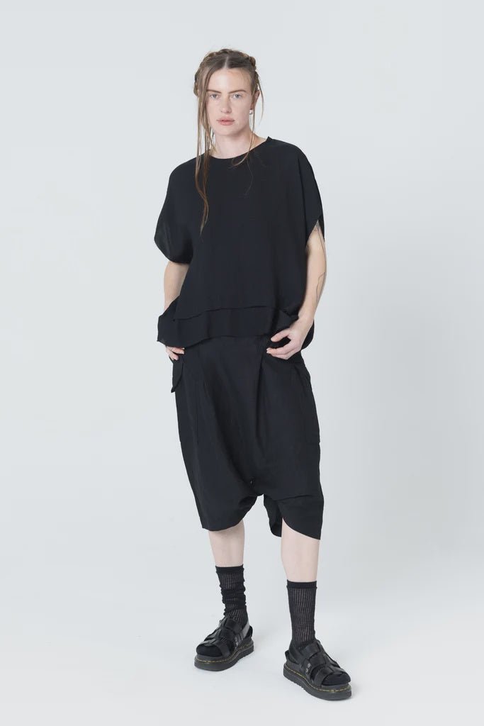 Fold Tank - Black Seersucker - Chillis & More NZ