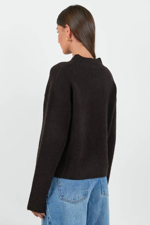 Forage Chocolate Mock Neck LS Jumper - Chillis & More NZ