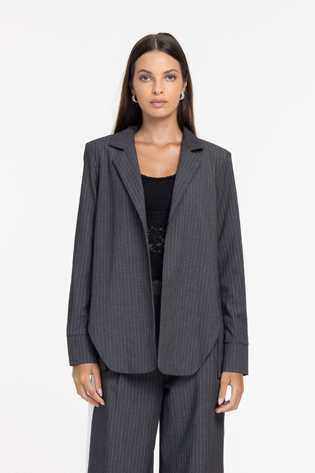 Forever Mine Jacket - Grey Pinstripe - Chillis & More NZ
